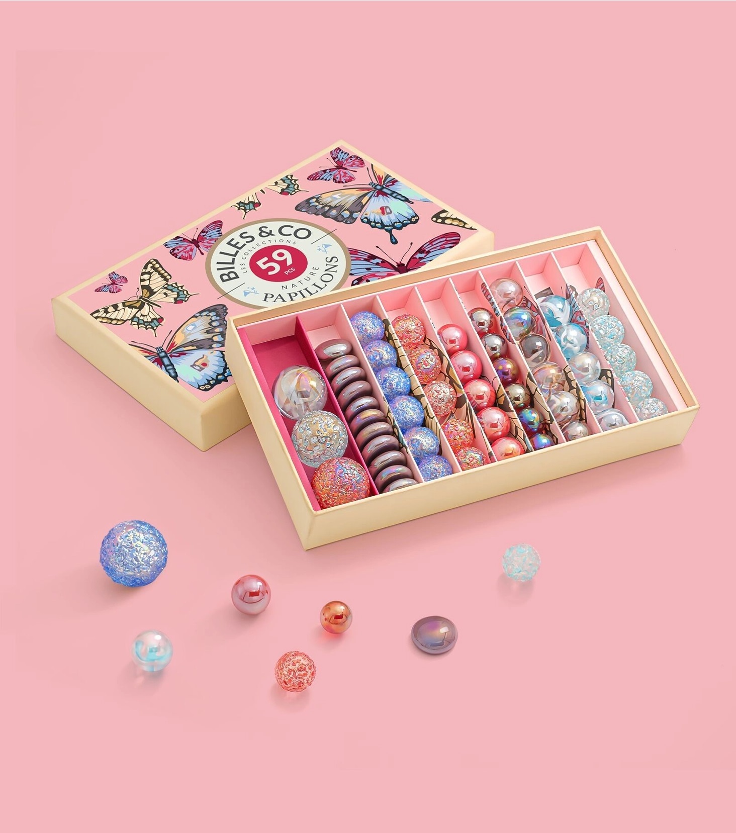 Große Geschenkbox mit Schmetterling Murmeln