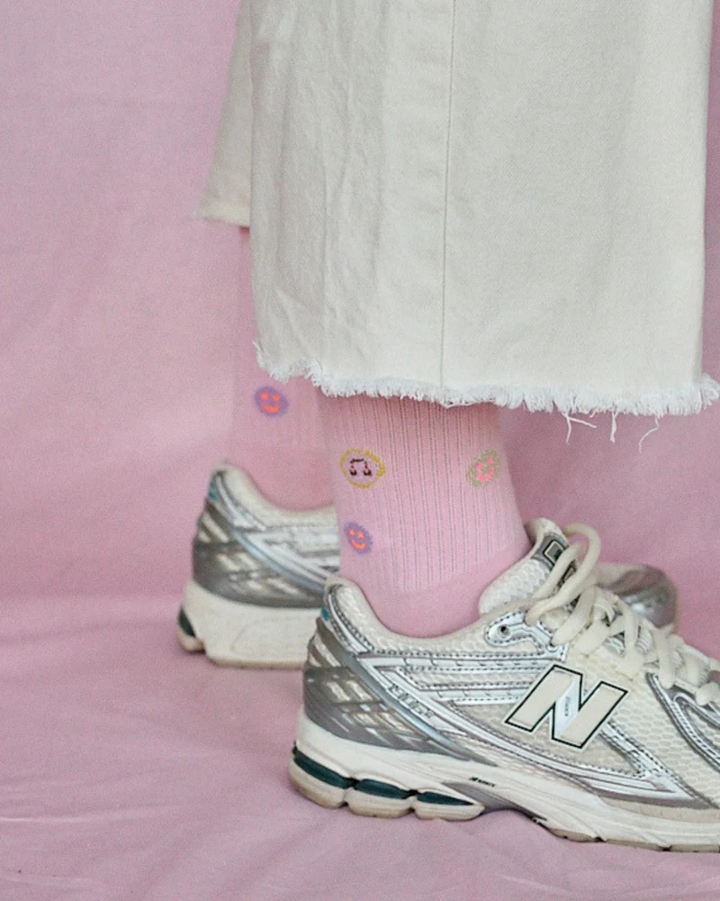 Socken Icon Smiley rose Größe S (35-38)