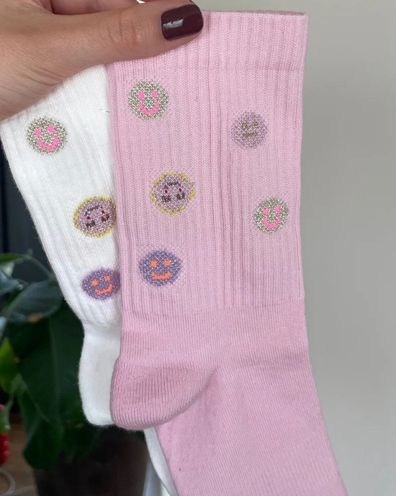 Socken Icon Smiley weiß Größe M (39-42)