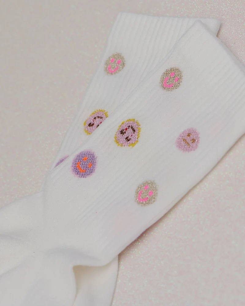 Socken Icon Smiley weiß Größe M (39-42)