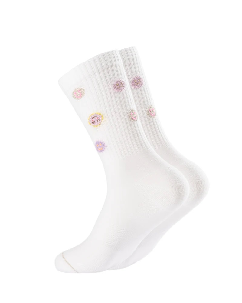 Socken Icon Smiley weiß Größe M (39-42)