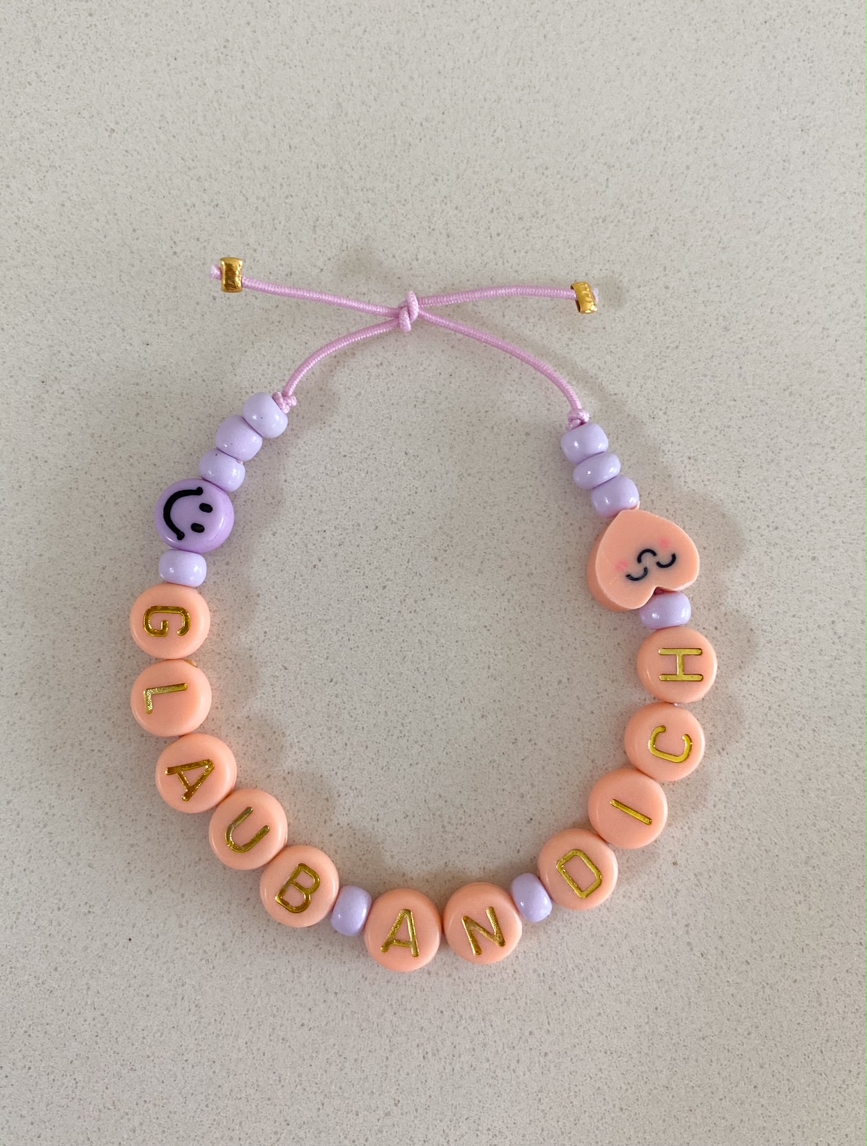 Armband Glaub an Dich peach