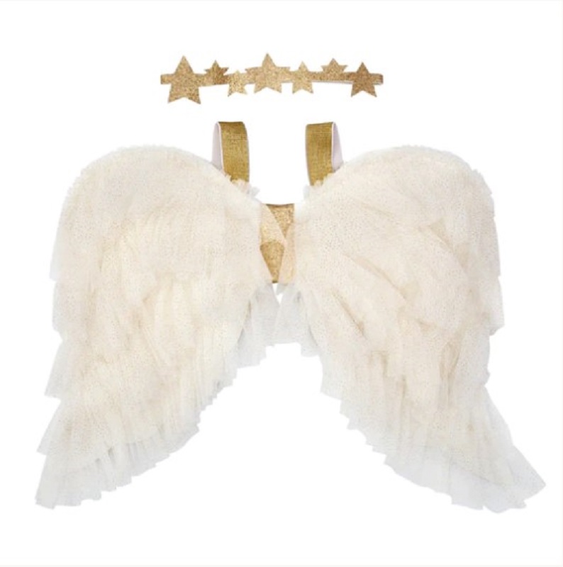Engel Kostüm aus Tüllflügeln & Stirnband
