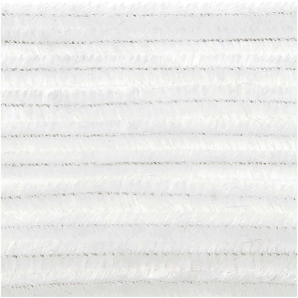 08758-03-01_1 Chenille-Garn, weiß, flauschige Textur, horizontale Streifen.