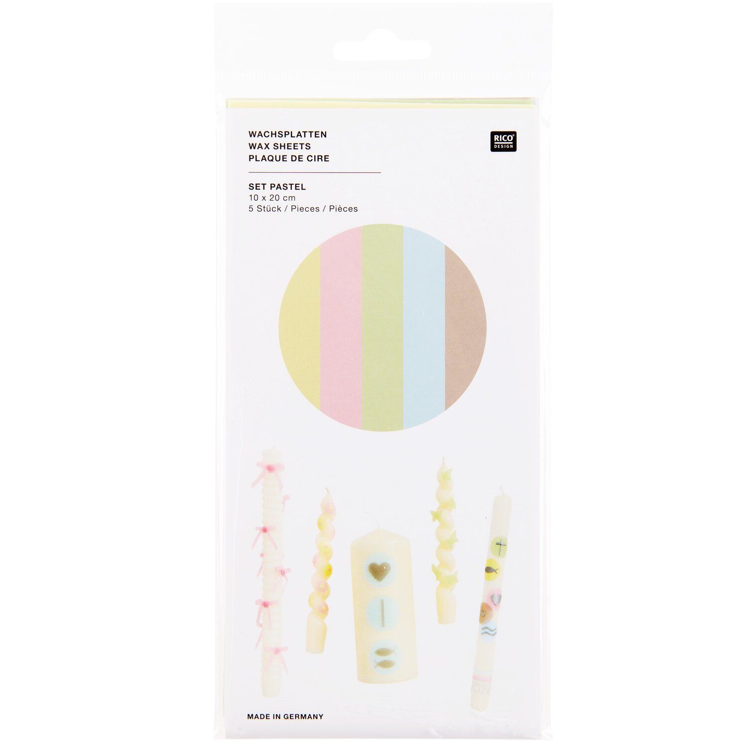 Wachsplatten Set pastell 10 x 20 cm