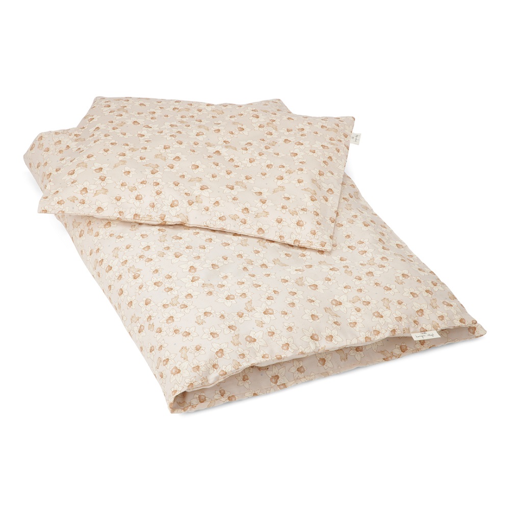 KS3402-ADULT-BEDDING-PEEKABOO-Extra-0 Bettwäsche-Set, beige, floral gemustert, Kissen- und Deckenbezug, kleine rosa Blumen.