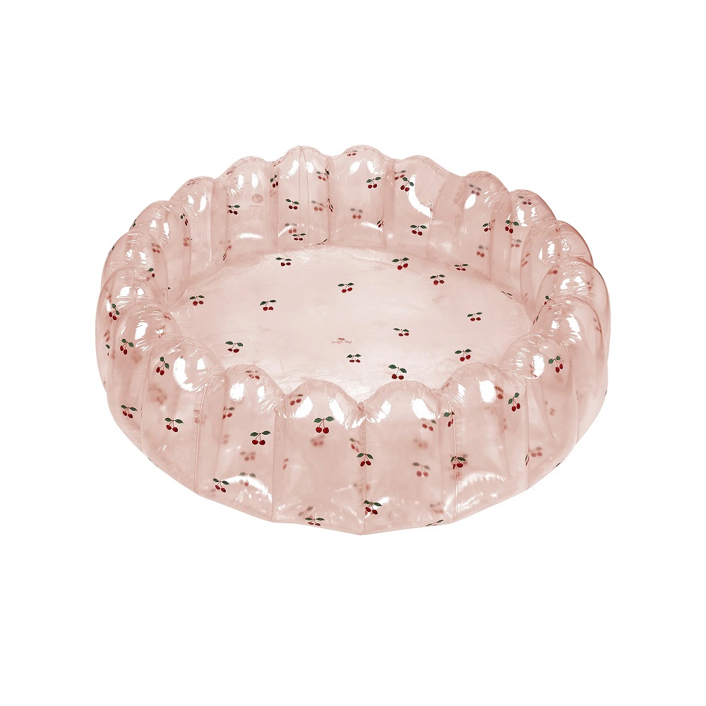TRANSPARENTER_PLANSCHBECKEN_GROSS-Planschbecken-KS4865-MON_GRAND_CHERRY Aufblasbares Planschbecken, rosa, Kirschmuster, runder Rand, transparent.
