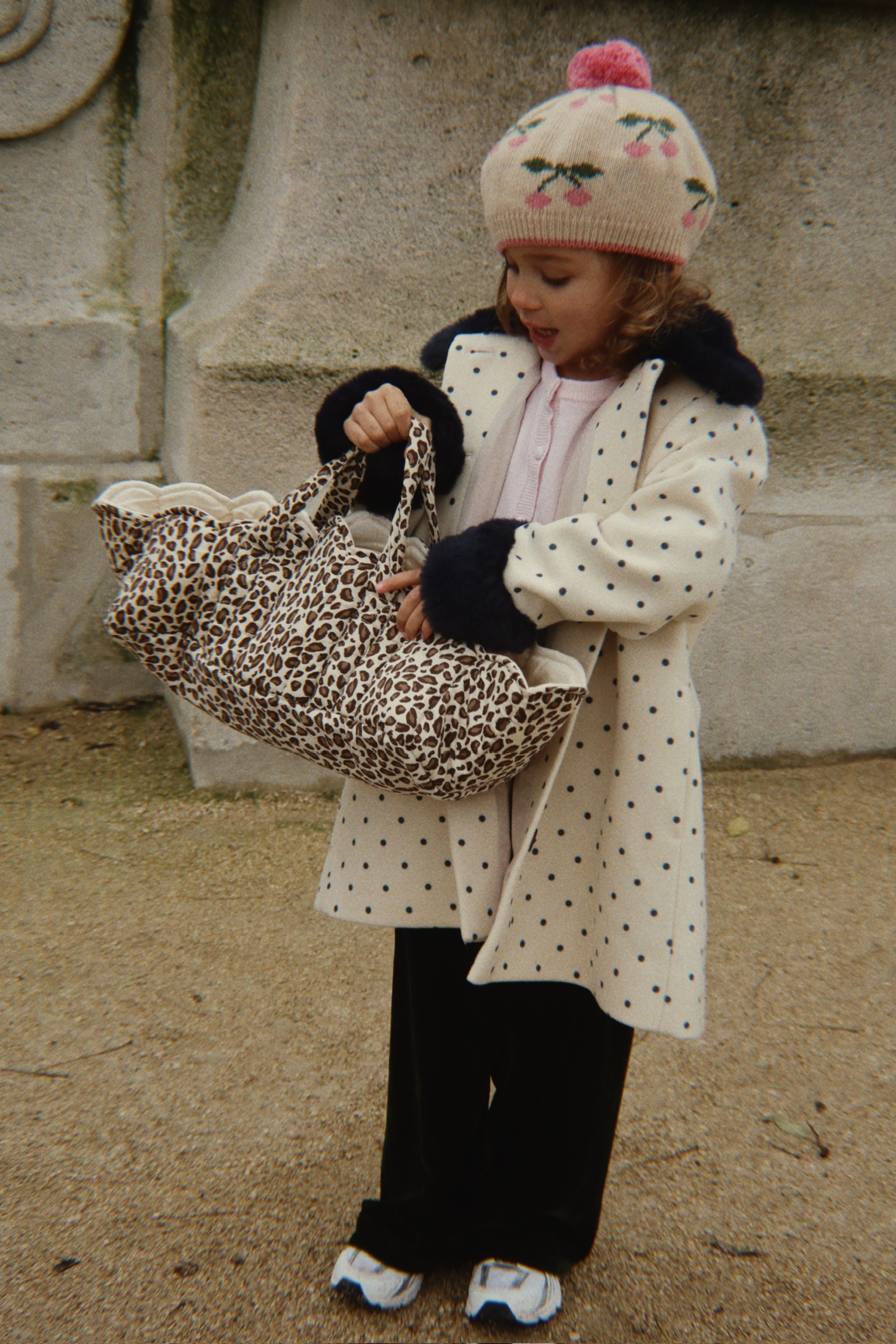 Belou Beret Mütze cherry 5-8 Jahre