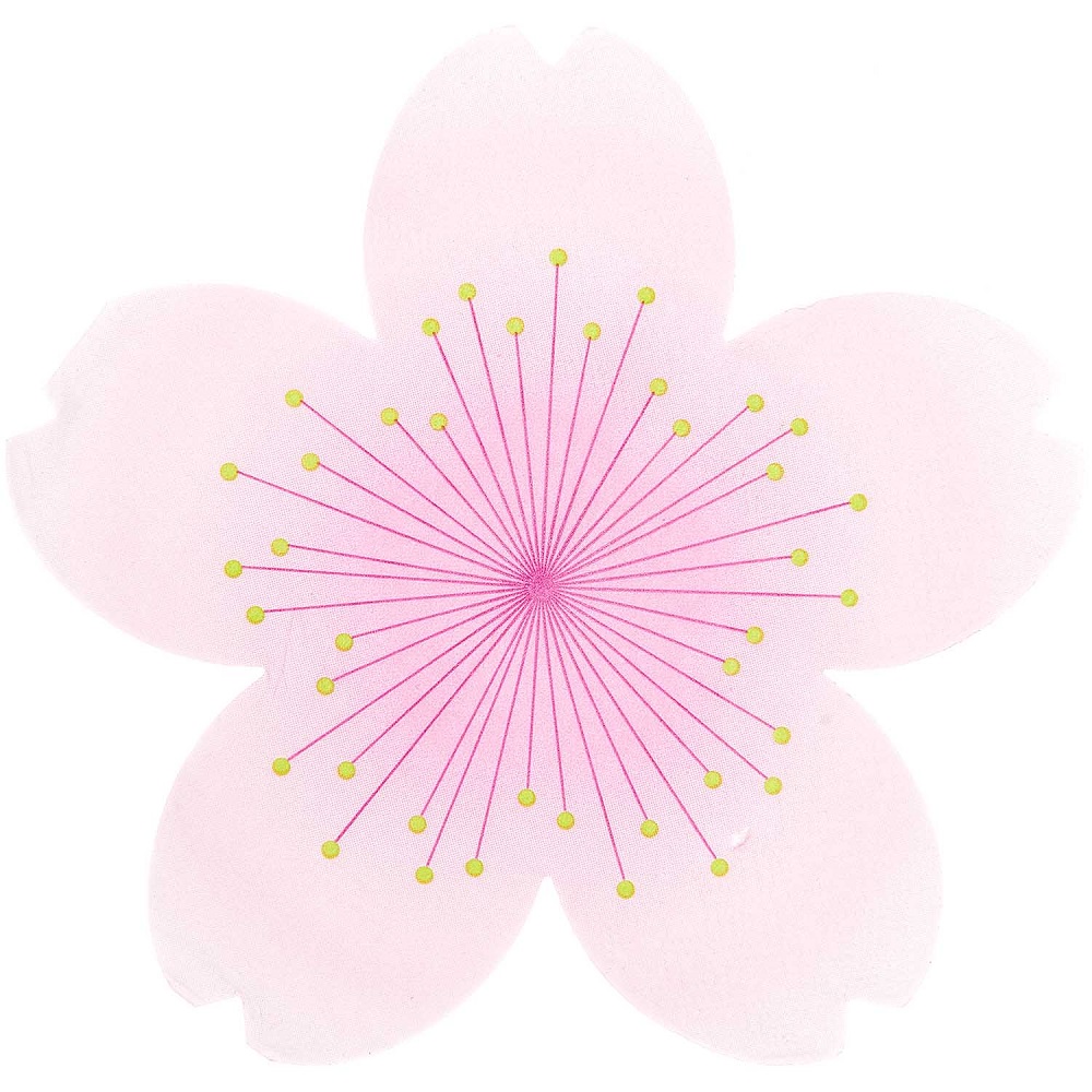 400183_1 Kirschblüten-Untersetzer, rosa Blüte, gelbe Akzente, minimalistisches Design.