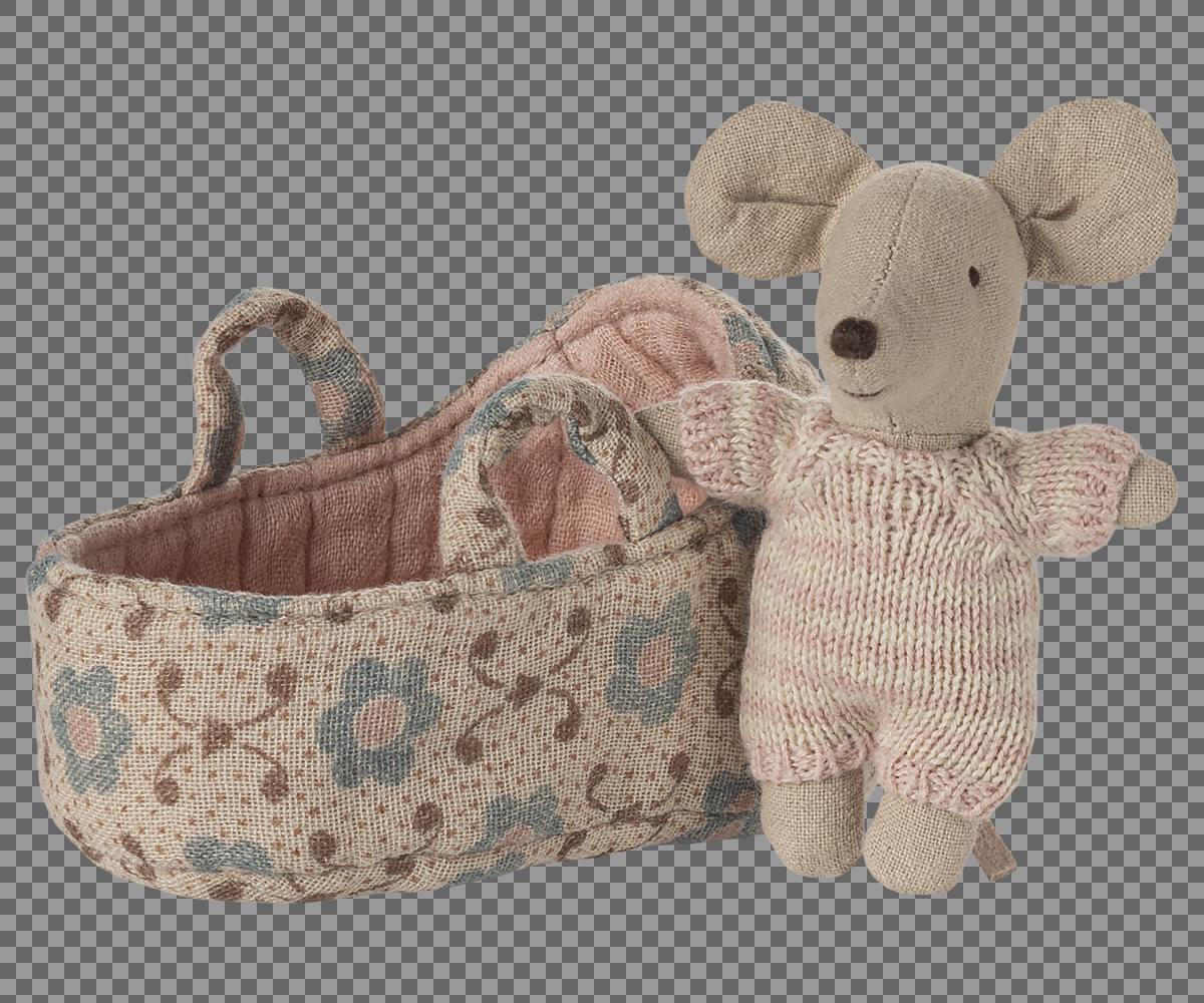 Babymaus in Tragetasche rose