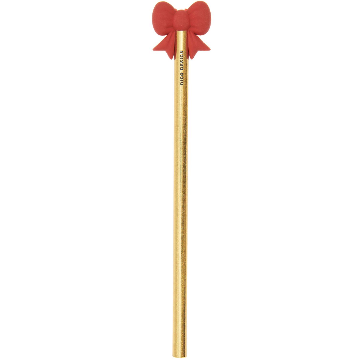 Bleistift mit Radiergummi- Schleife rot