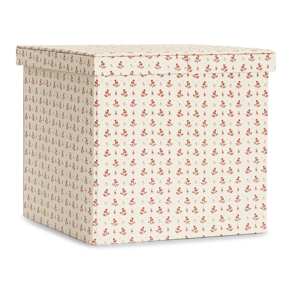 KS2838-BELLO-BOX-VINTAGE-FLORAL-RED-Extra-0 Aufbewahrungsbox, quadratisch, cremefarben, rot-blumiges Muster, abnehmbarer Deckel.