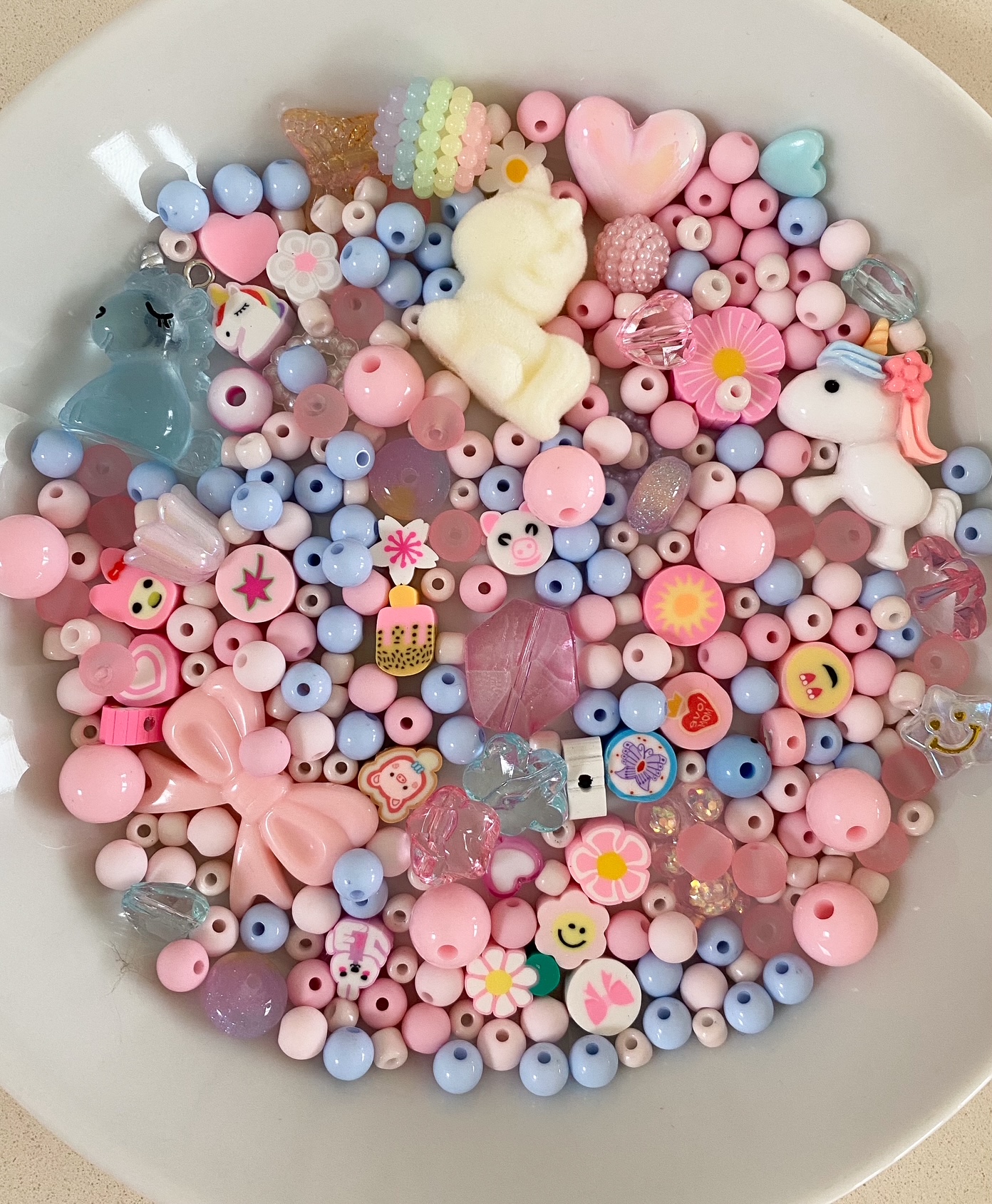 Perlenmix Anhänger 2x Einhorn