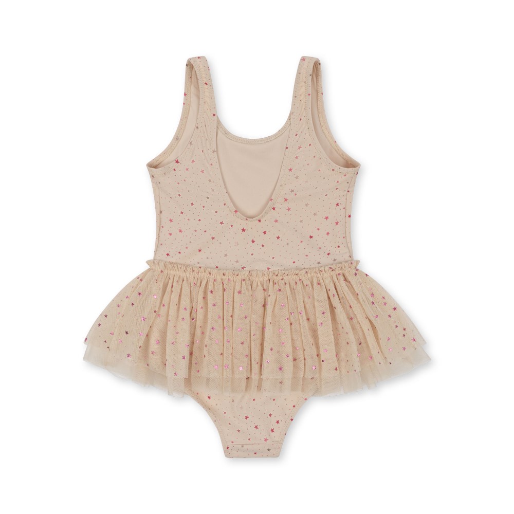 KS5330-STRUT-SWIMSUIT-ETOILE-PINK-SPARKLE-Extra-1 Ballettanzug, beige, pinke Sterne, Tüllrock, ärmellos, Rundhalsausschnitt