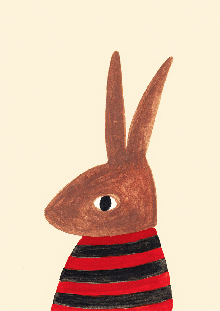 A4 Poster Rabbit in a stripped T-shirt