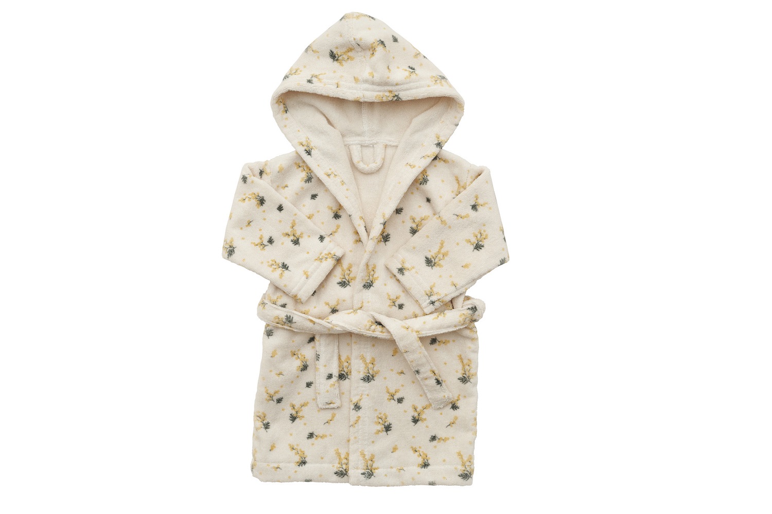 49886799611_23435096b0_k Kinderbademantel, beige, Kapuze, Blumenmuster in Gelb und Grün, Bindegürtel.