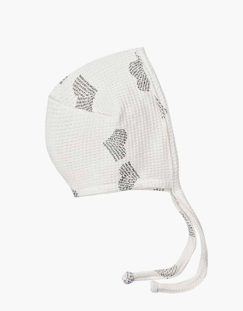 Puppenhaube ecru hearts  28 cm