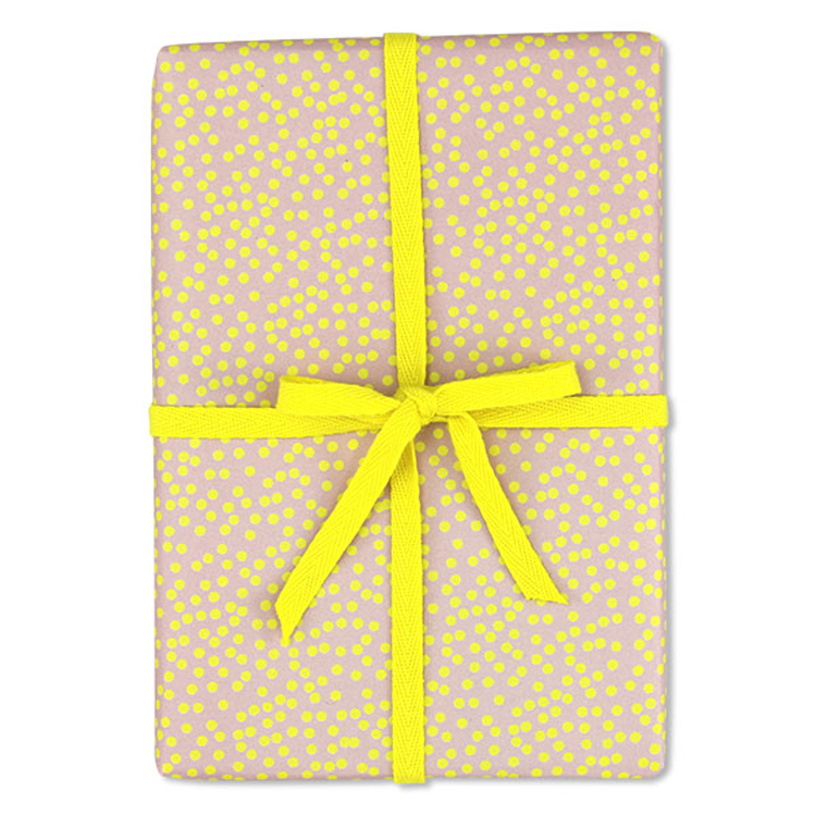 Geschenkpapier Punkte rosa/gelb