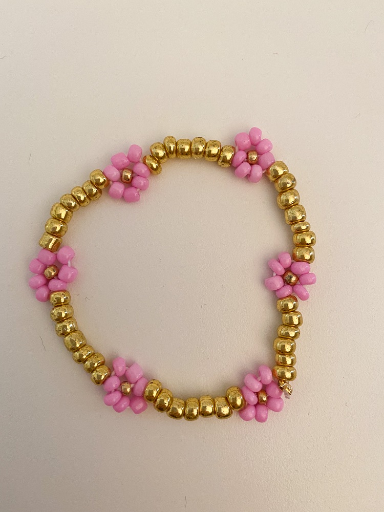 Armband Perlenblumen pink