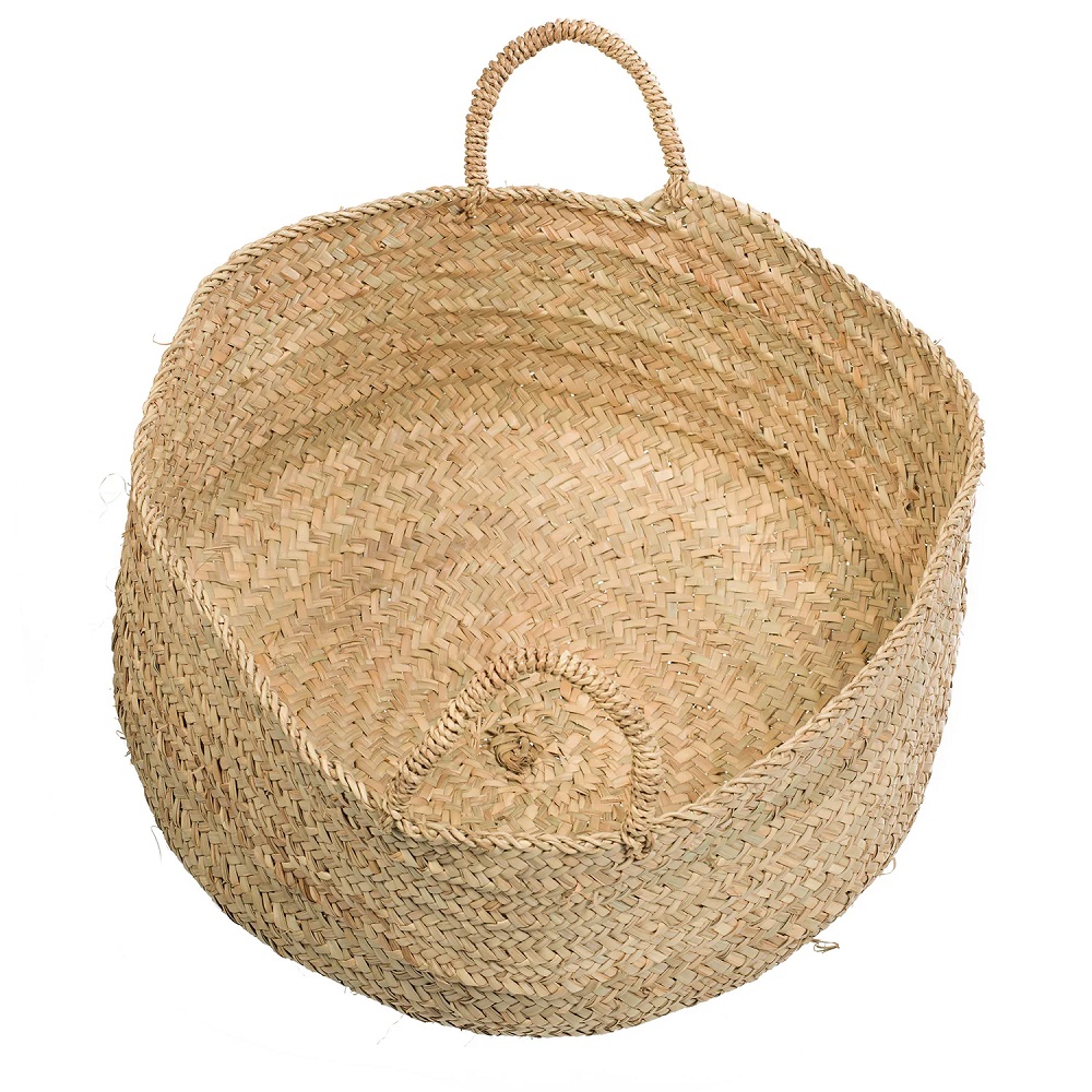 liv_jenliving_05_1024x1024-2x Korb aus geflochtenem Naturmaterial, beige, rundliche Form, zwei Tragegriffe.