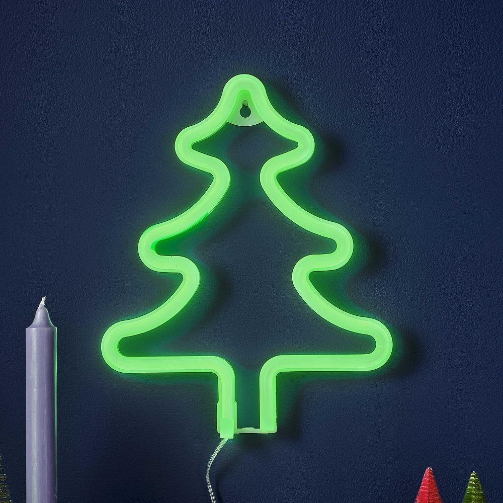 Weihnachtsbaum Neonlicht grün
