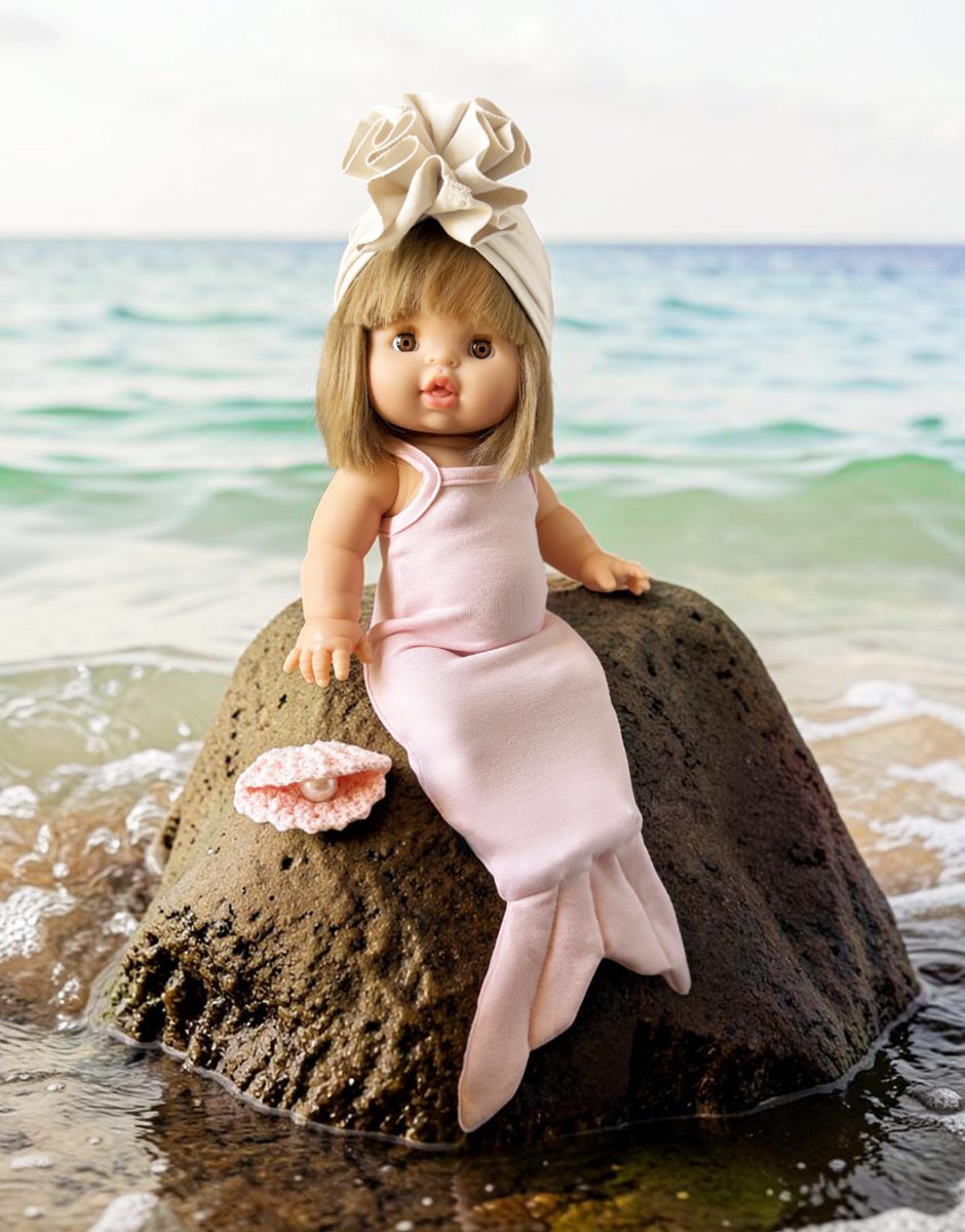 Meerjungfrauen Set rosa mit Turban & Muschel