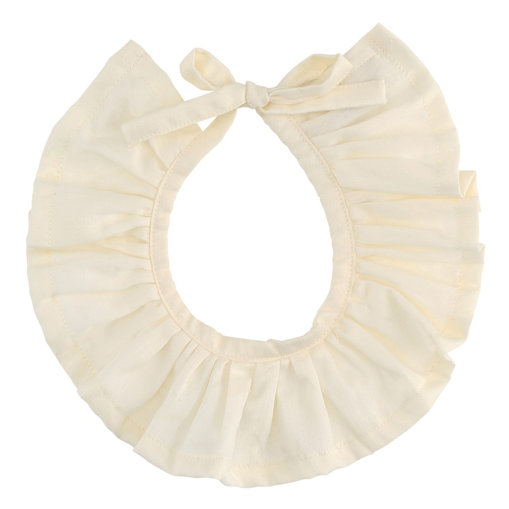 16111-GIRLS-COLLAR-NATURE Rüschenkragen, cremefarben, rund, Schleifenbandverschluss.
