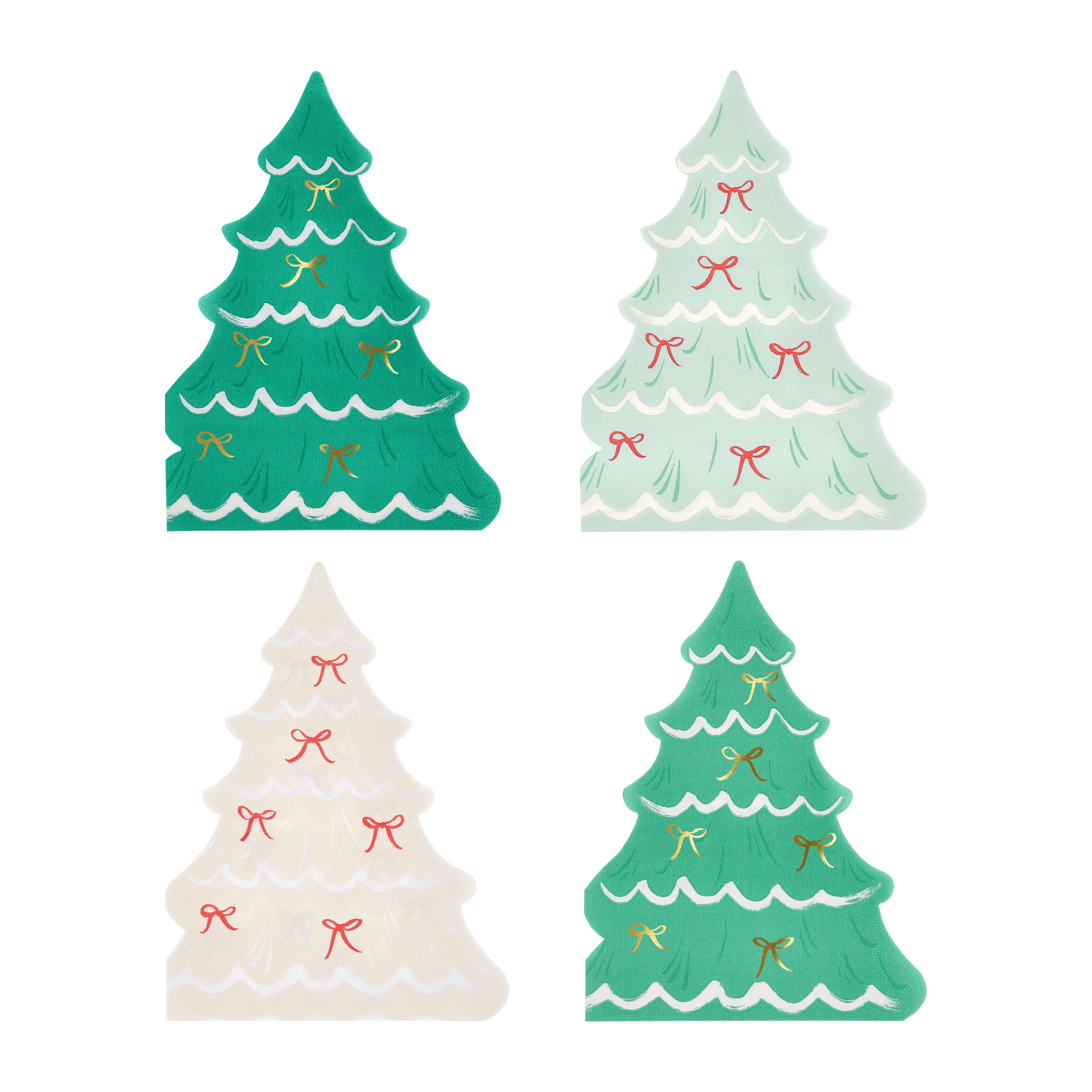 Servietten Weihnachtsbaum mit Schleifen