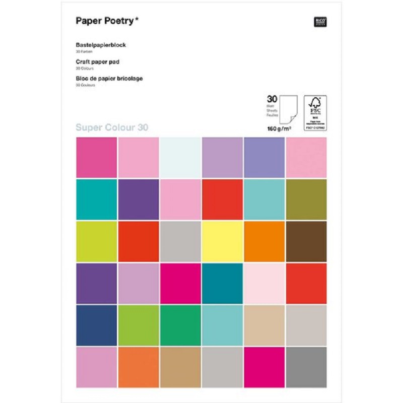 99010-09-18_1_600x600 Bastelpapierblock, 30 Farben, quadratische Farbproben, 160 g/m², FSC-zertifiziert, multicolor, Papiersorte Super Colour 30.
