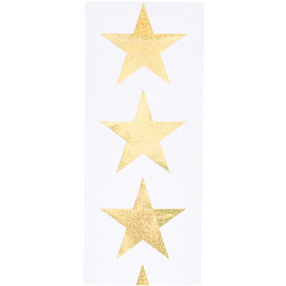 300143_1 Aufkleber, goldene Sterne, glitzernd, weißer Hintergrund.