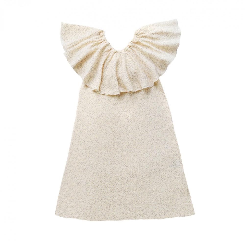 405471_large_7AWflrbGXVftFuATjz1y Kinderkleid, cremefarben, Rüschenkragen, dezenter Punktdruck.