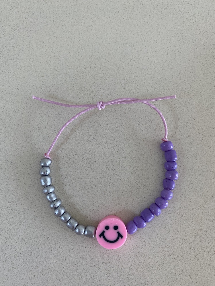 Armband Smiley silber lila