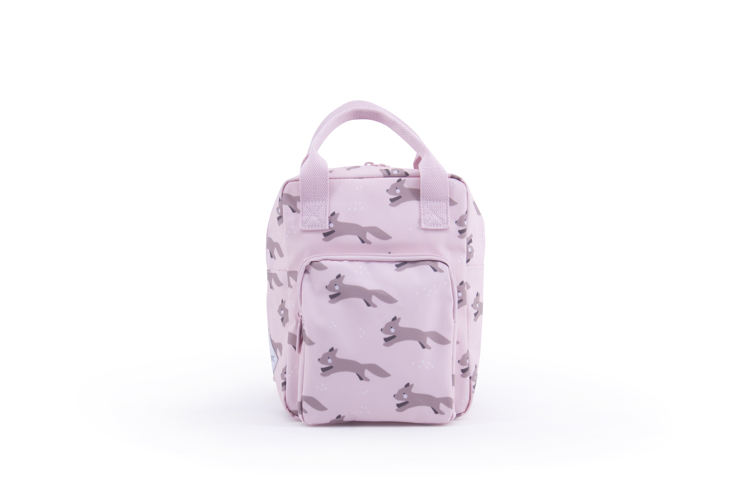 RGR_EefLillemor_backpack-fox_Pink Rucksack, rosa, Fuchs-Motiv, zwei Tragegriffe, Fronttasche mit Reißverschluss.