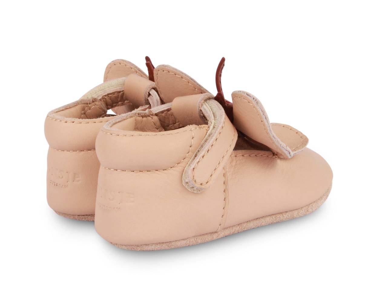 1011000_LE121_4 Babyschuhe, Leder, hellbeige, Klettverschluss, weiche Sohle.