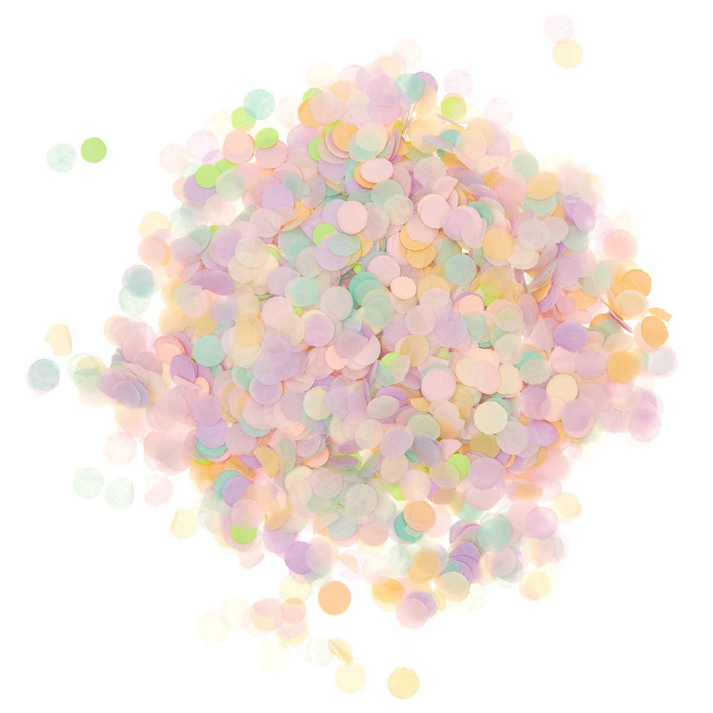400013_1 Konfetti, rund, pastellfarben, Gelb, Rosa, Lila, Grün, Blau.