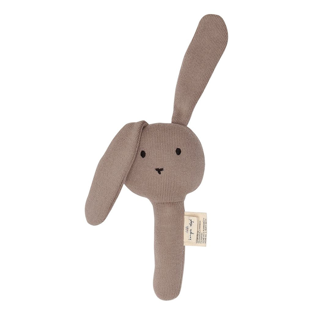 KS1024-EARTH-Main Stofftier Hase, braun, lange Ohren, handliches Design, Stoffstruktur, Label an der Seite.