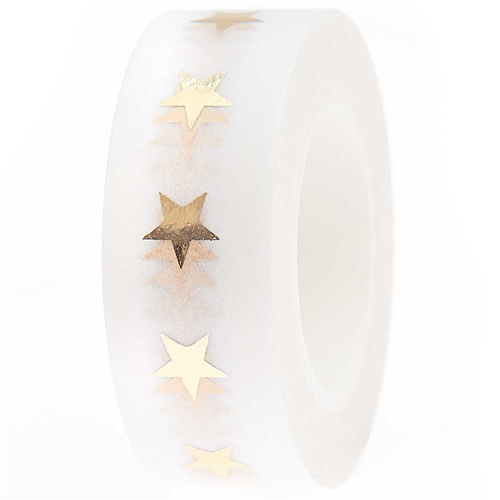 300485_1 Washi Tape, weiß, goldene Sterne, dekorativ, kreativ.