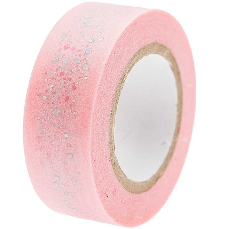 99001-79-55_1_600x600 Washi Tape, rosa, gesprenkeltes Design, dekoratives Klebeband, Papierrolle.