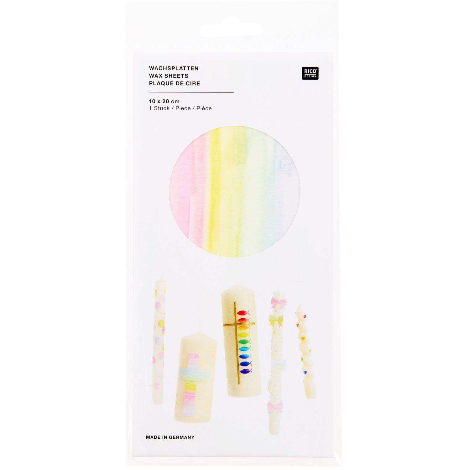 Wachsplatte Rainbow pastell 20 x 10