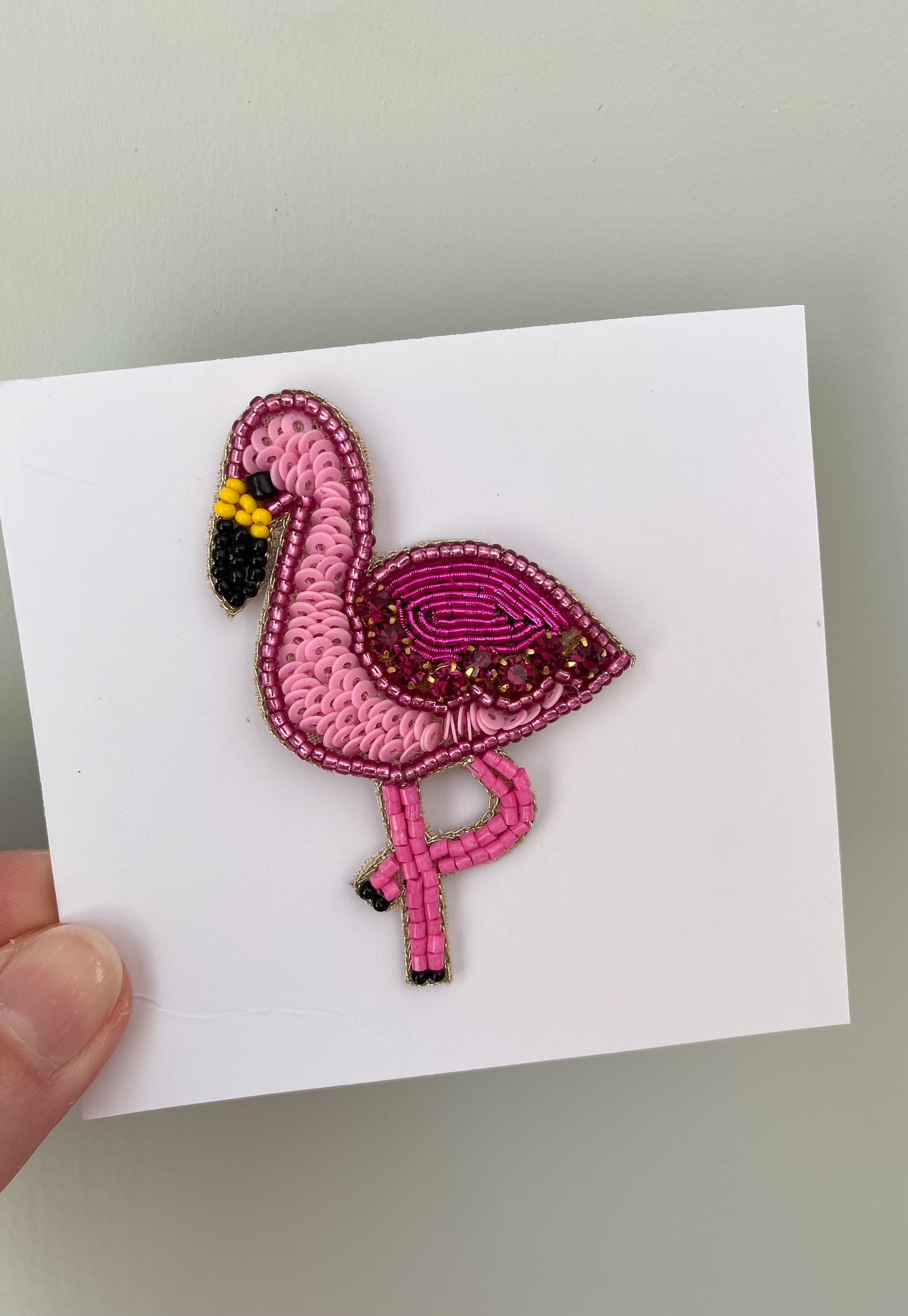 Anstecker aus Perlen Flamingo