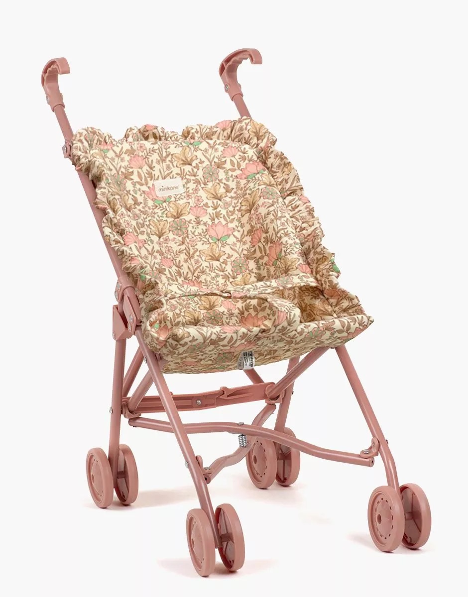 Puppenwagen mit Rüschen altrosa