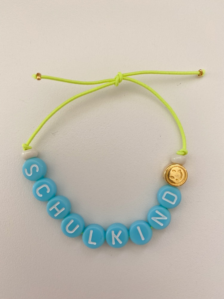 Armband SCHULKIND blau neon