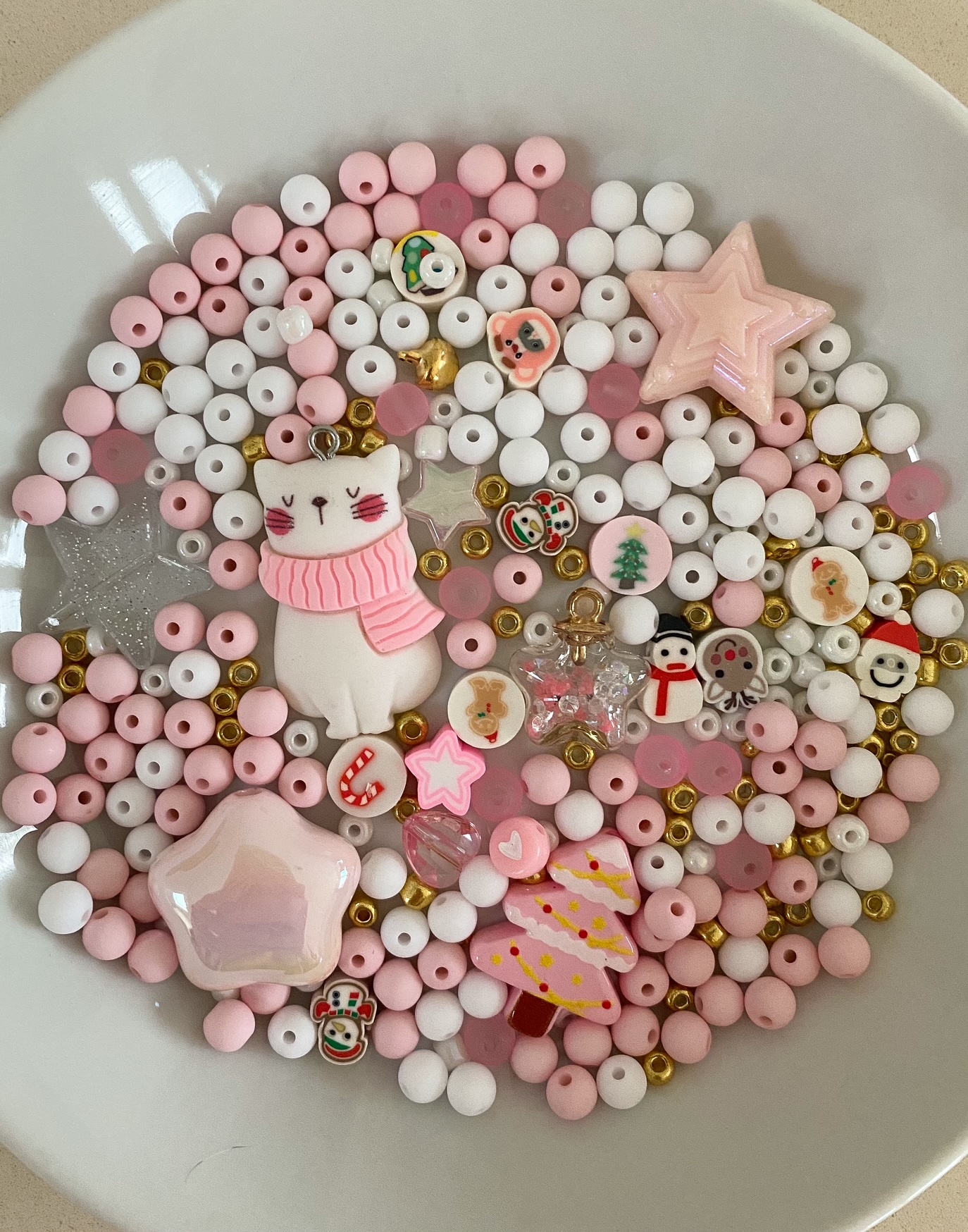 Perlenmix Katze & Stern mit Glitter