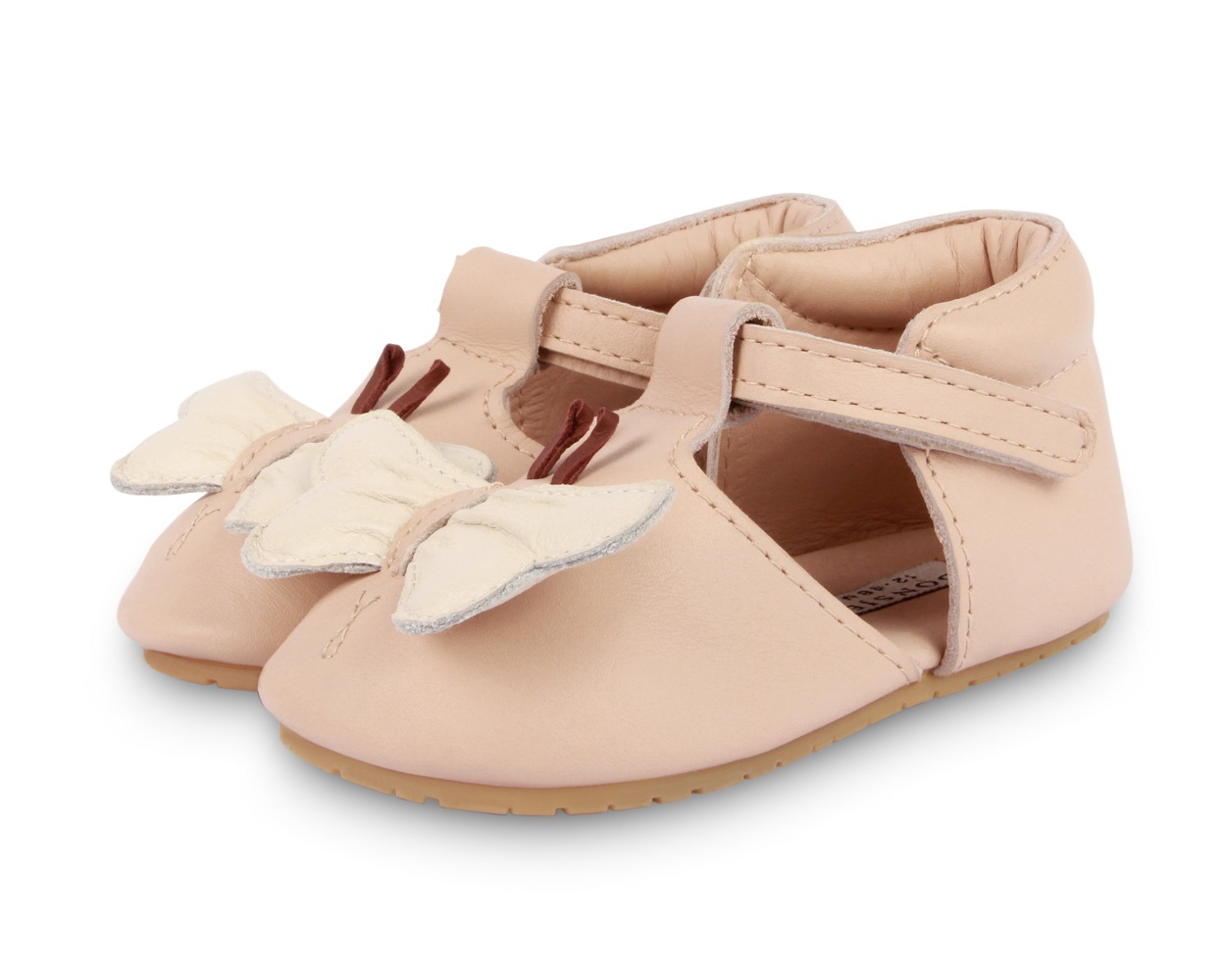 1012003_LE121_1 Babyschuhe, rosa, Leder, Klettverschluss, Schmetterlingsapplikationen, weiche Sohle.