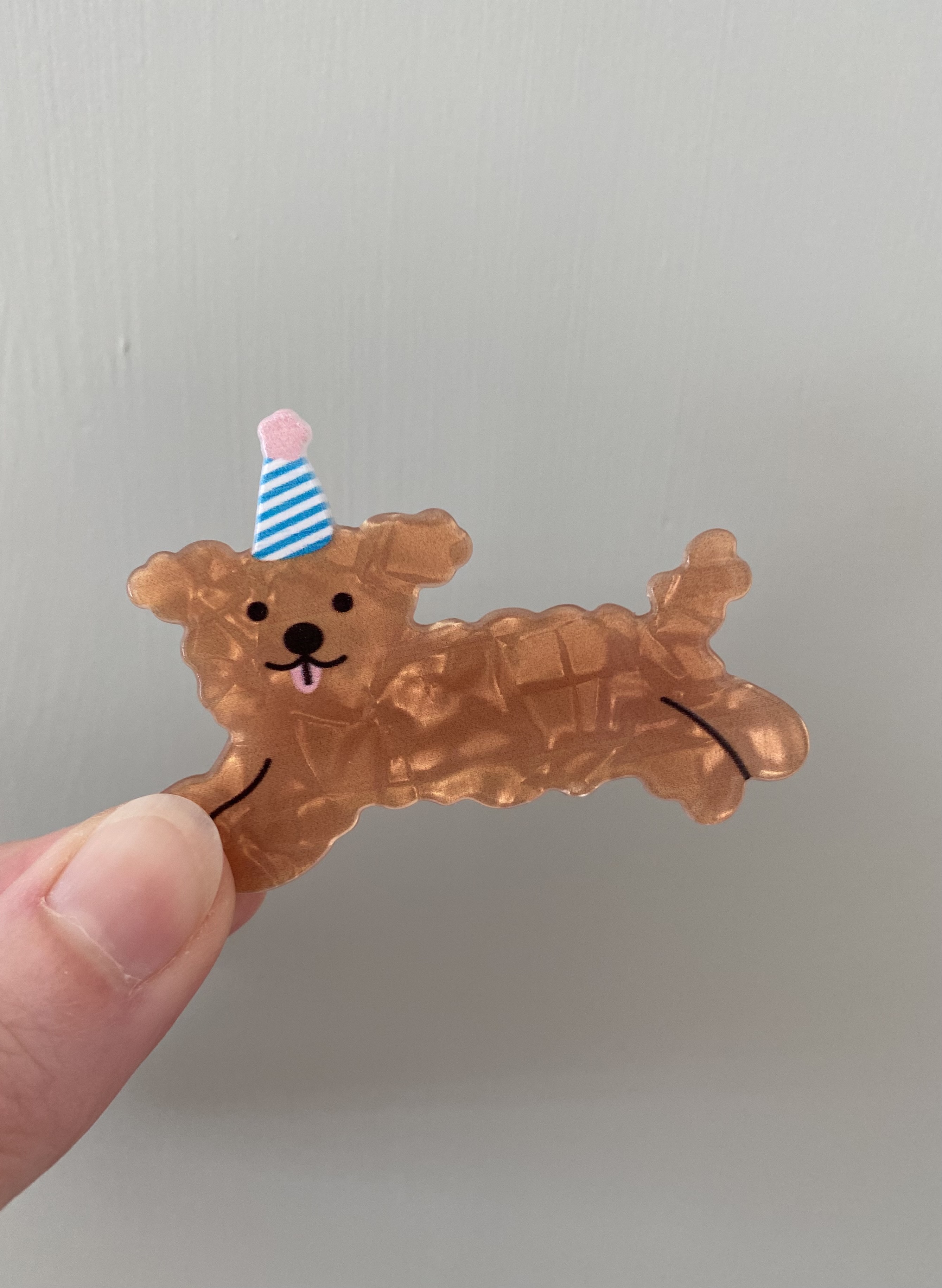 Haarclip Hund braun