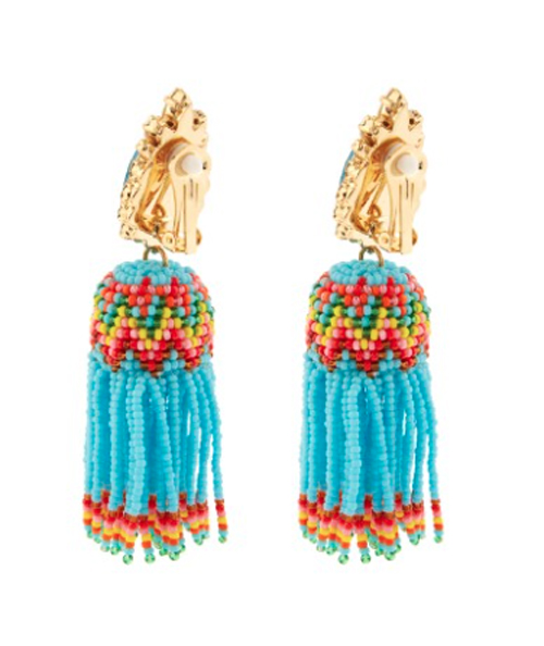 Bildschirmfoto-2016-03-24-um-18-58-42 Ohrringe, Clip-Design, bunte Perlen, Quasten, goldener Verschluss, blau, rot, gelb, grün, geometrisches Muster.