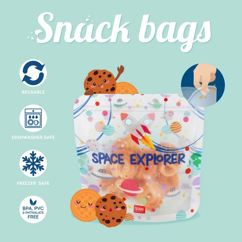 3-er Set Lebensmittelbeutel Snack Bags Space