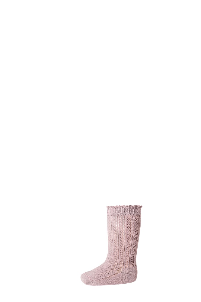 87004_4219 Babysocke, rosa, gestricktes Muster, gerippter Bund