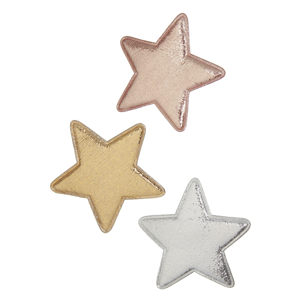 SUPERSTAR_CLIPS Sternförmige Kissen, metallic schimmernd, Farben: Rosa, Gold, Silber.