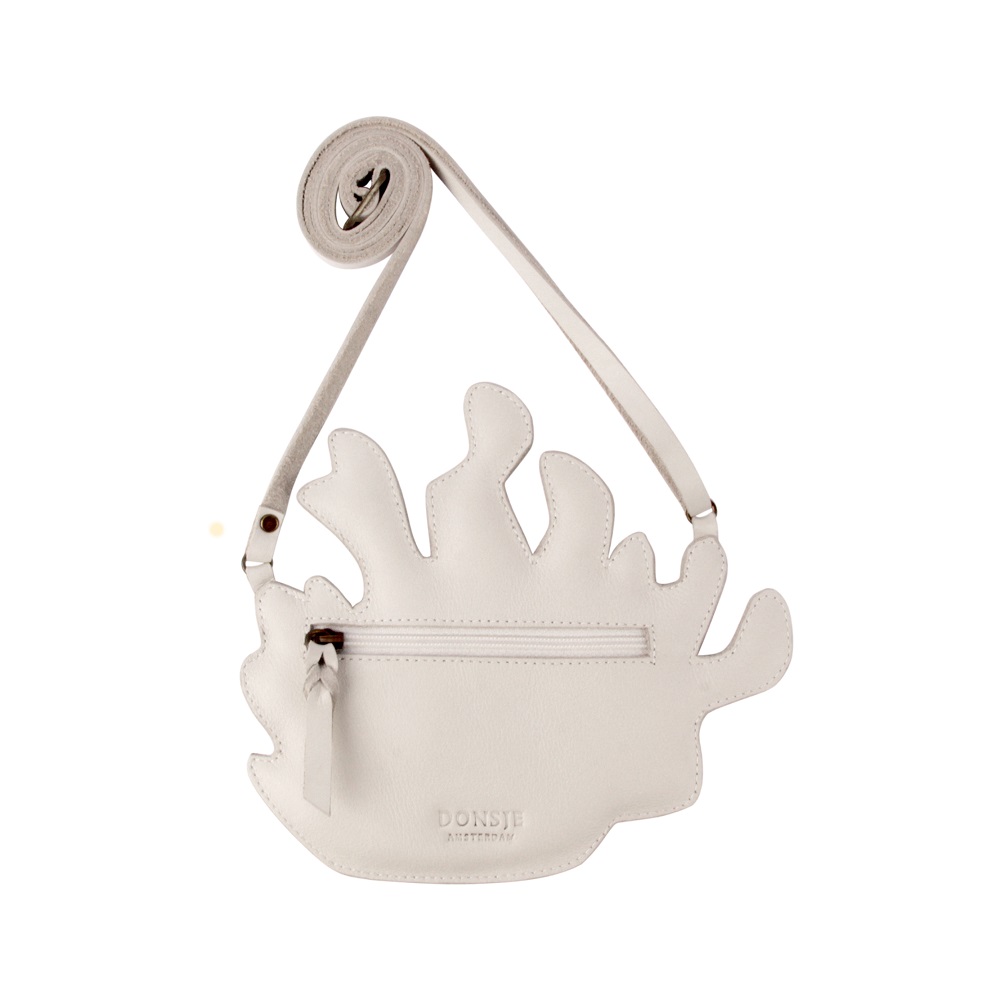 5015503_LE060_4 Kinderhandtasche, cremefarben, Korallenform, Reißverschlussfach vorne, verstellbarer Trageriemen.